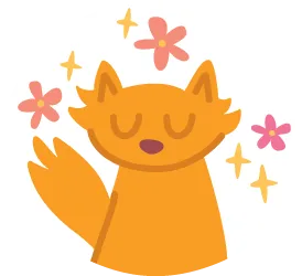Icon of cat surrounded by sparkles and flowers