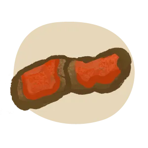 Icon of red cat poo
