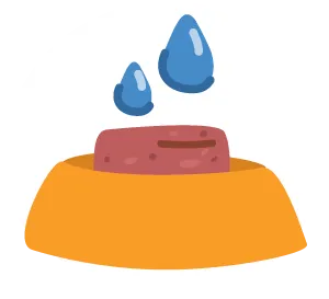 Icon of patty in bowl with water droplets