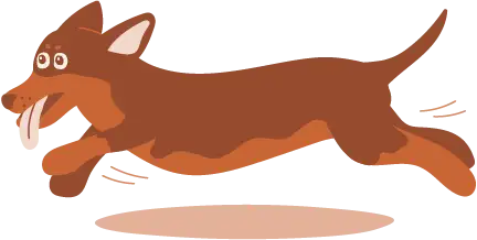 Illustration of a dachshund running and zooming around