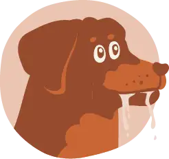 Illustration of a rottweiler drooling excessively