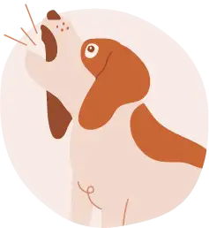 Illustration of a beagle dog barking