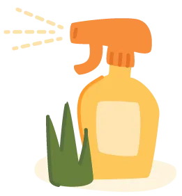 Illustrated icon of garden, pesticide spray and grass