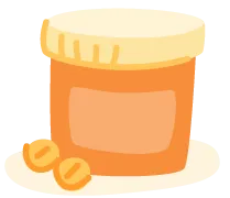 Illustrated icon of a pill bottle and medication tablets
