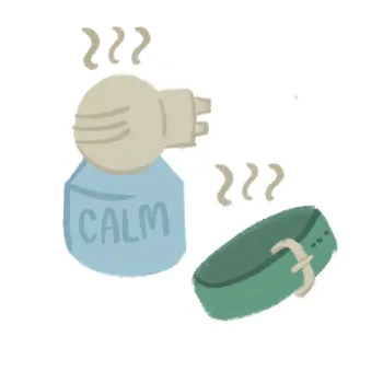 Illustration of Dog appeasing pheromone (DAP) collars and diffusers