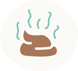 an icon representing reduced stool volume and odour 