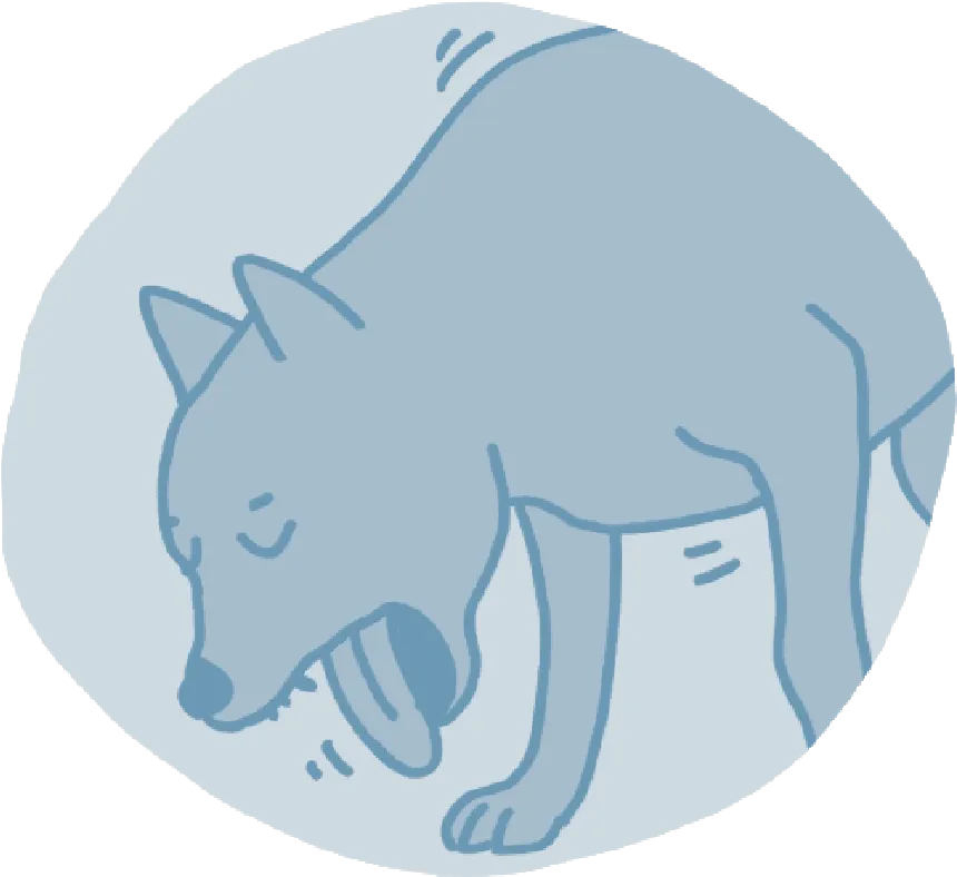 an illustration of a dog choking