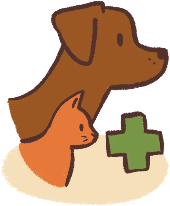 illustration of a dog and cat with vet cross - seeking professional help