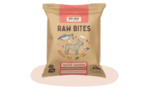 A bag of Tasmanian Salmon Raw Bites.