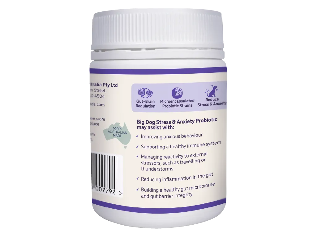 The left side of the Stress and Anxiety probiotic jar.