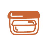 Icon of a Big Dog pattie in an airtight container for proper storage