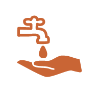 Icon for washing hands and keeping area clean when feeding raw dog food