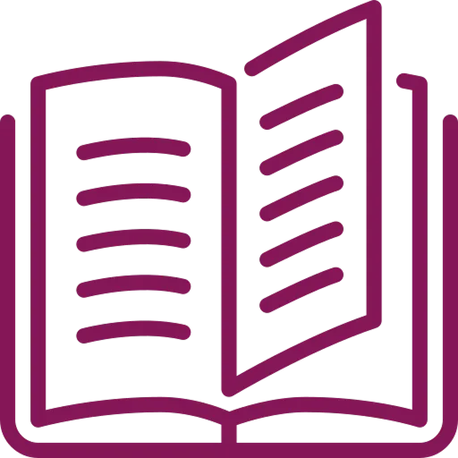 Icon of an open book with visible text lines on both pages.