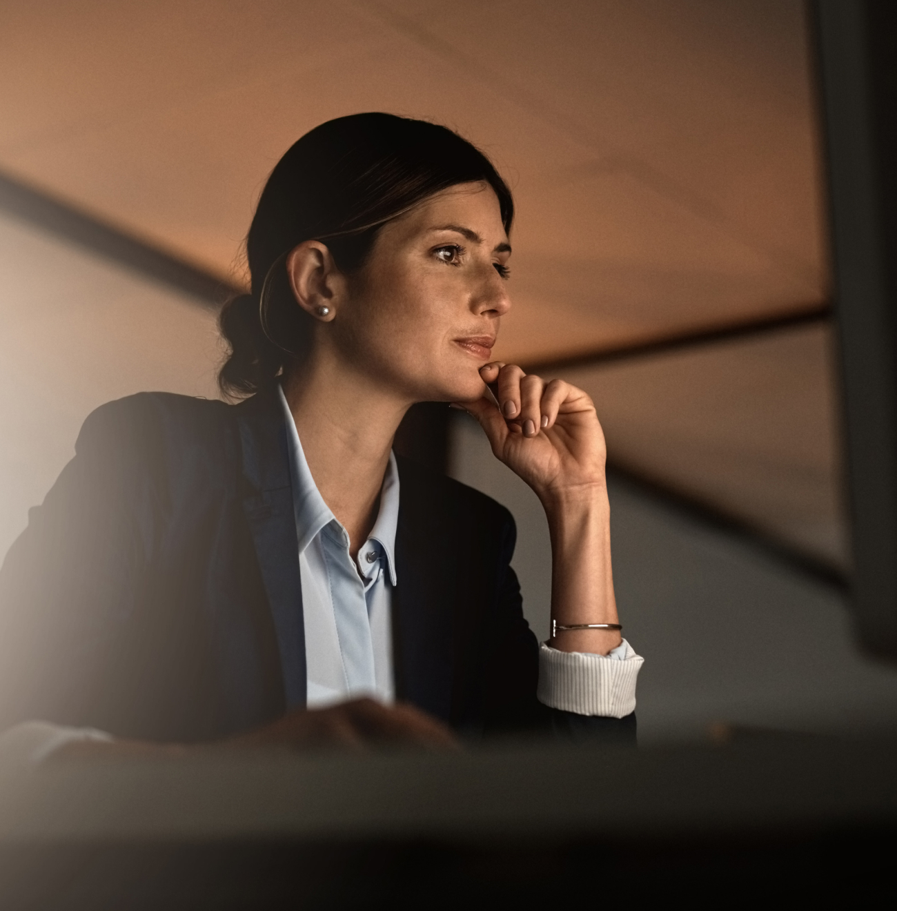 Professional woman thinking