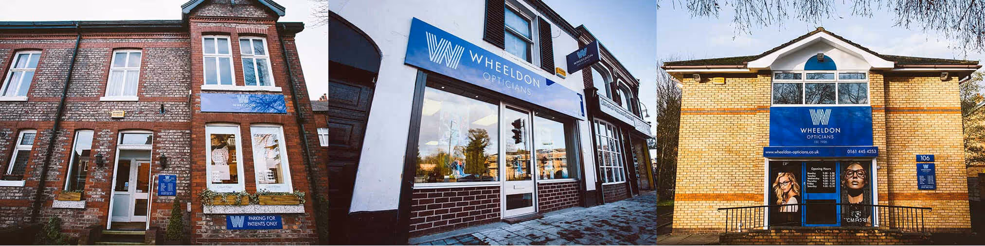 Wheeldon Opticians Wilmslow location storefront offering eye care and designer eyewear