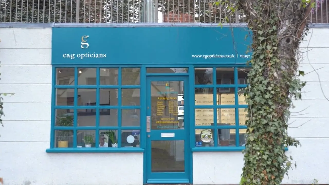 E&G Opticians storefront in Broxbourne, Hertfordshire