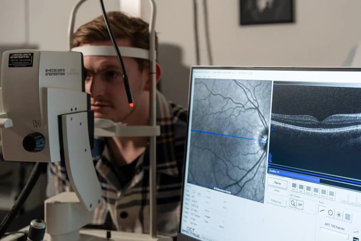 Patient undergoing OCT retinal scan