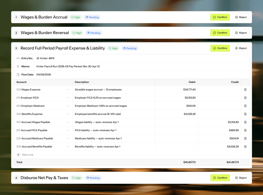 Kinter payroll journal entry workflow