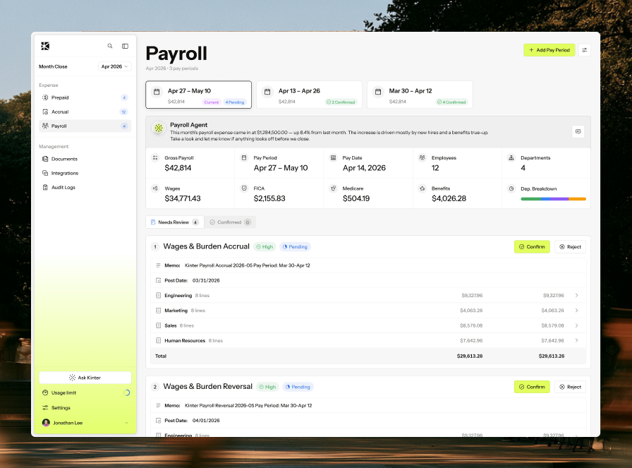 Kinter payroll synchronization dashboard