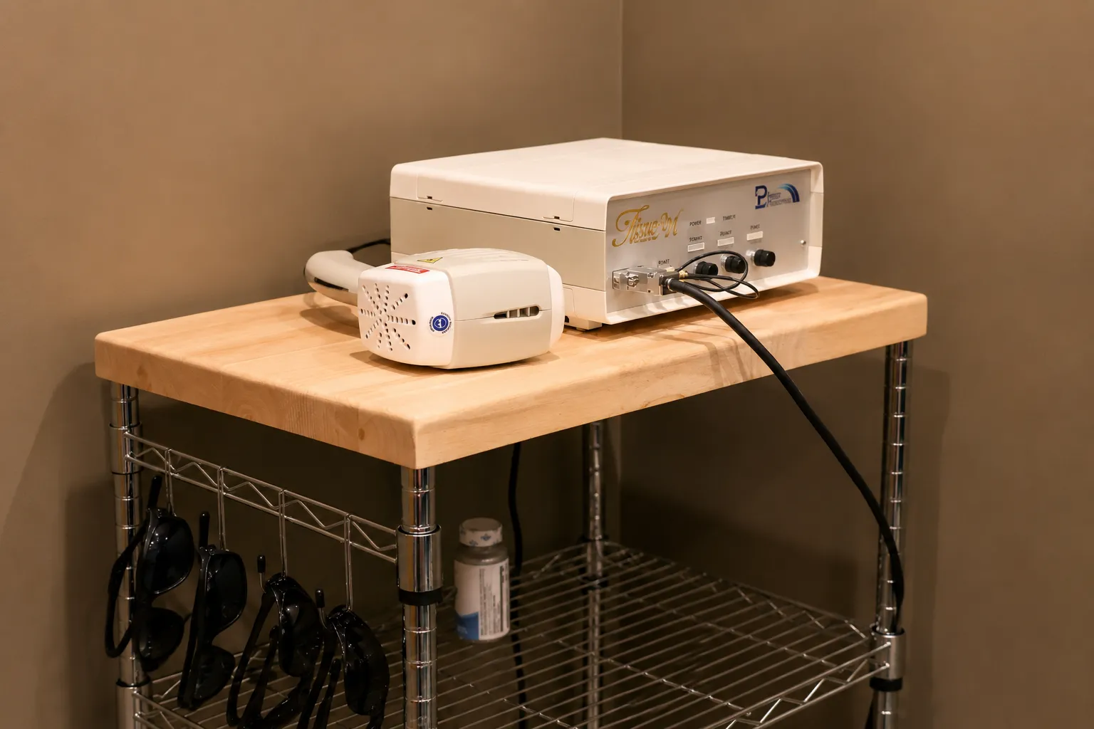 Spinal traction therapy equipment used at Thrive Wellness Center to help patients recover from lower back injuries.