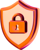 Shield element with padlock icon, symbolizing security or protection.