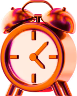 Alarm clock element with detailed face and hands, showing time.