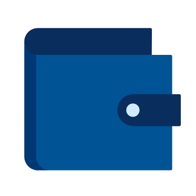 Blaues Portemonnaie mit Druckknopfverschluss, Icon-Stil.