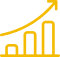 Icône d'un graphique à barres avec une flèche ascendante indiquant une croissance.