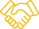 Icône de poignée de main jaune symbolisant un accord ou partenariat.