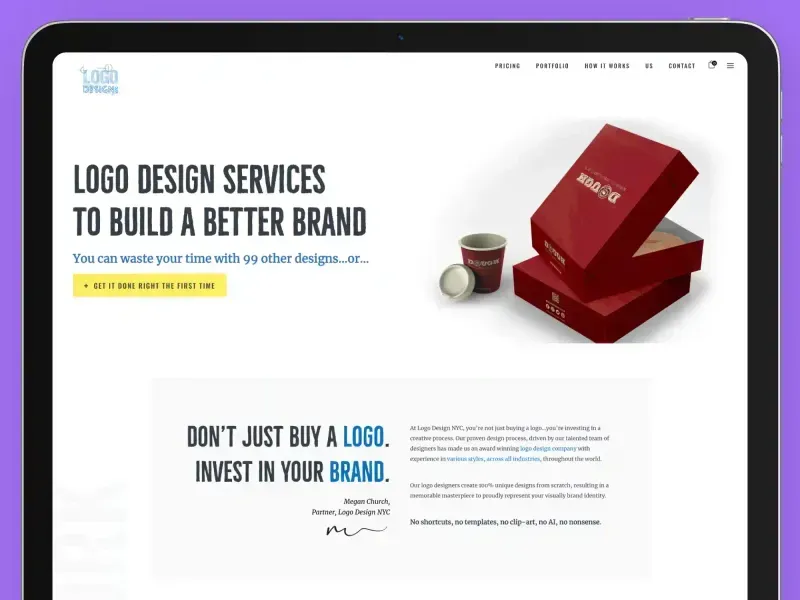 Logo Design NYC website displaying premium logo design services