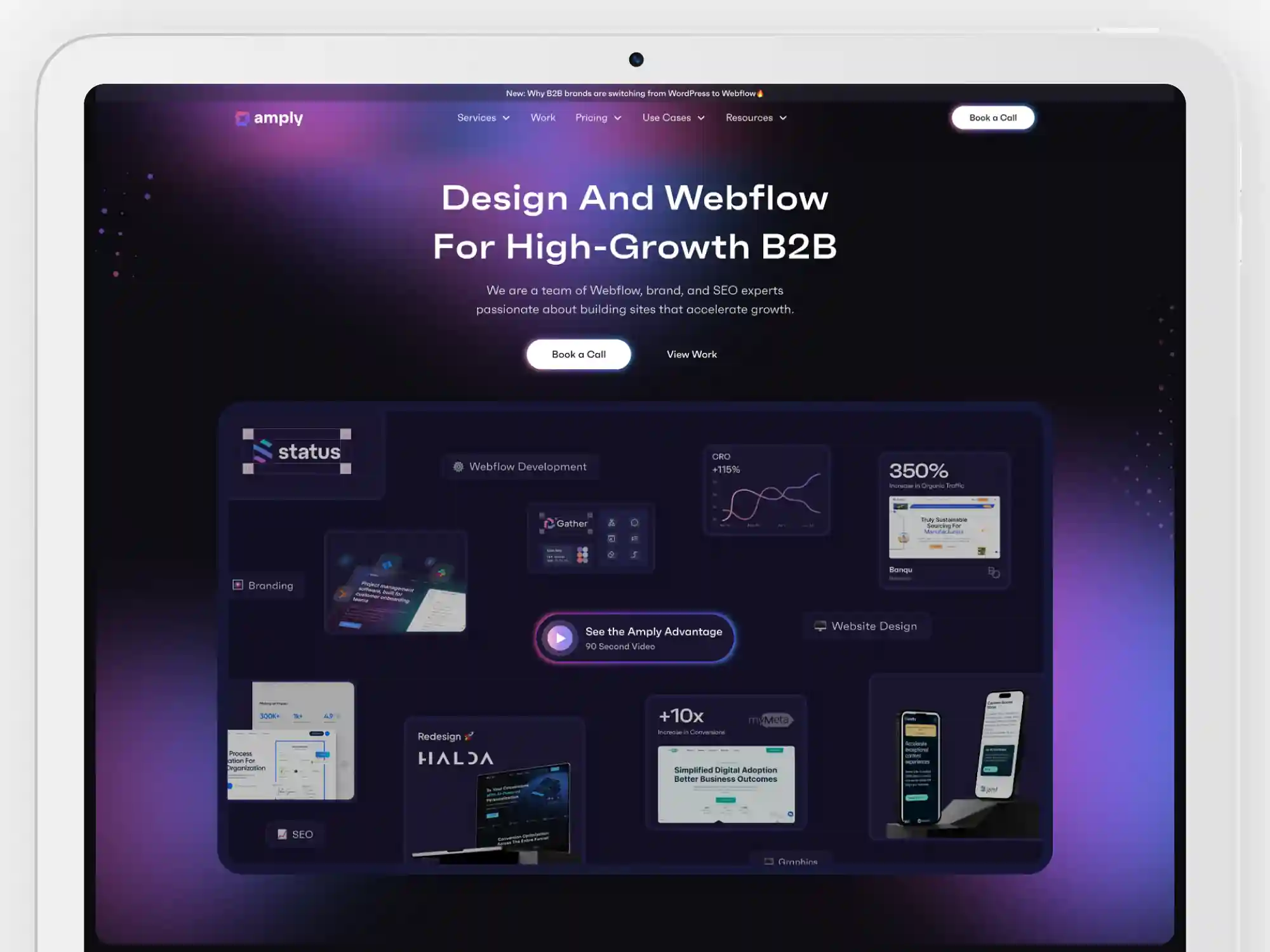 Screenshot of Amply website - a b2b web design agency