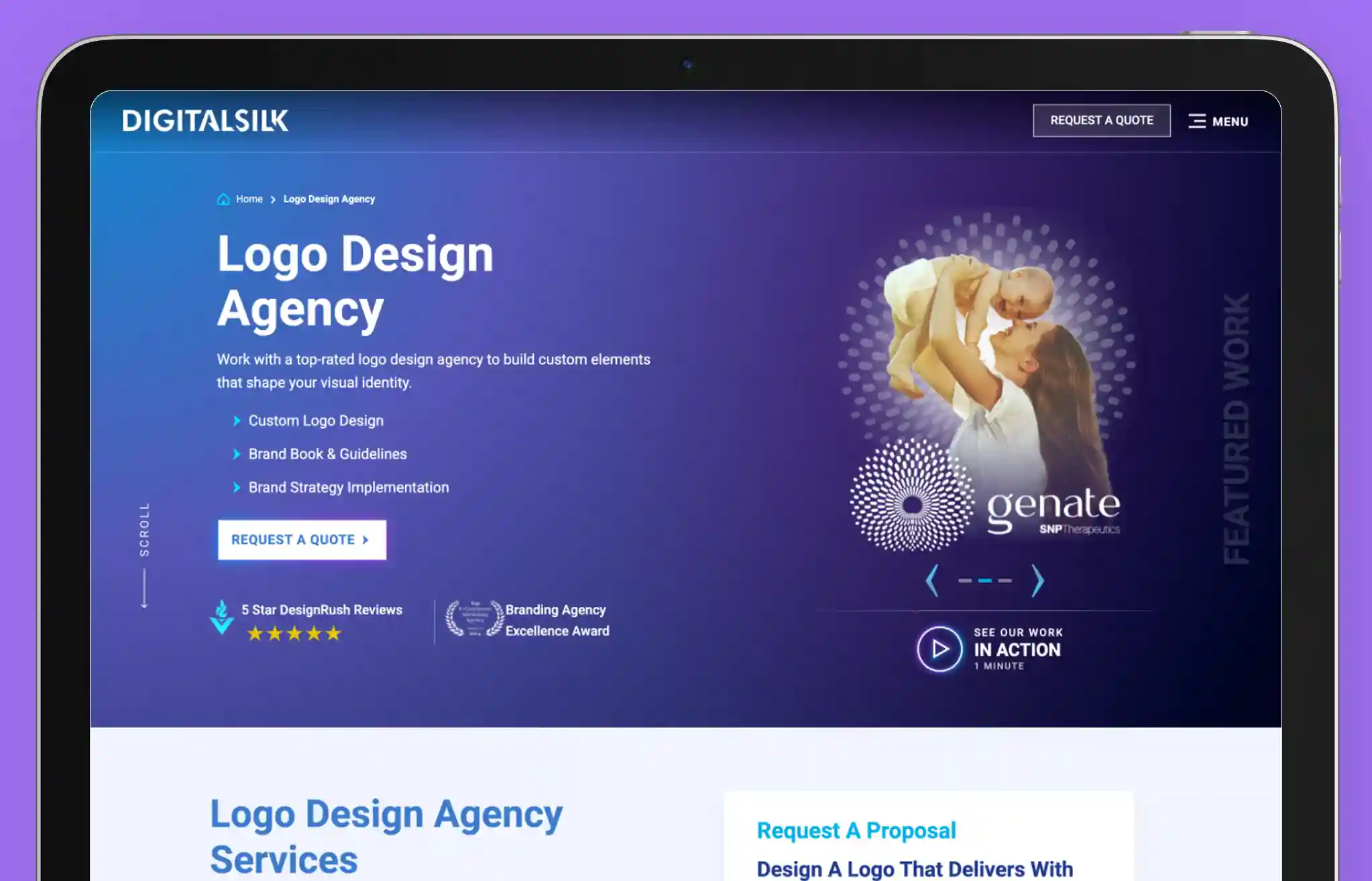 Digital Silk agency website showcasing digital marketing, branding, and custom logo design services