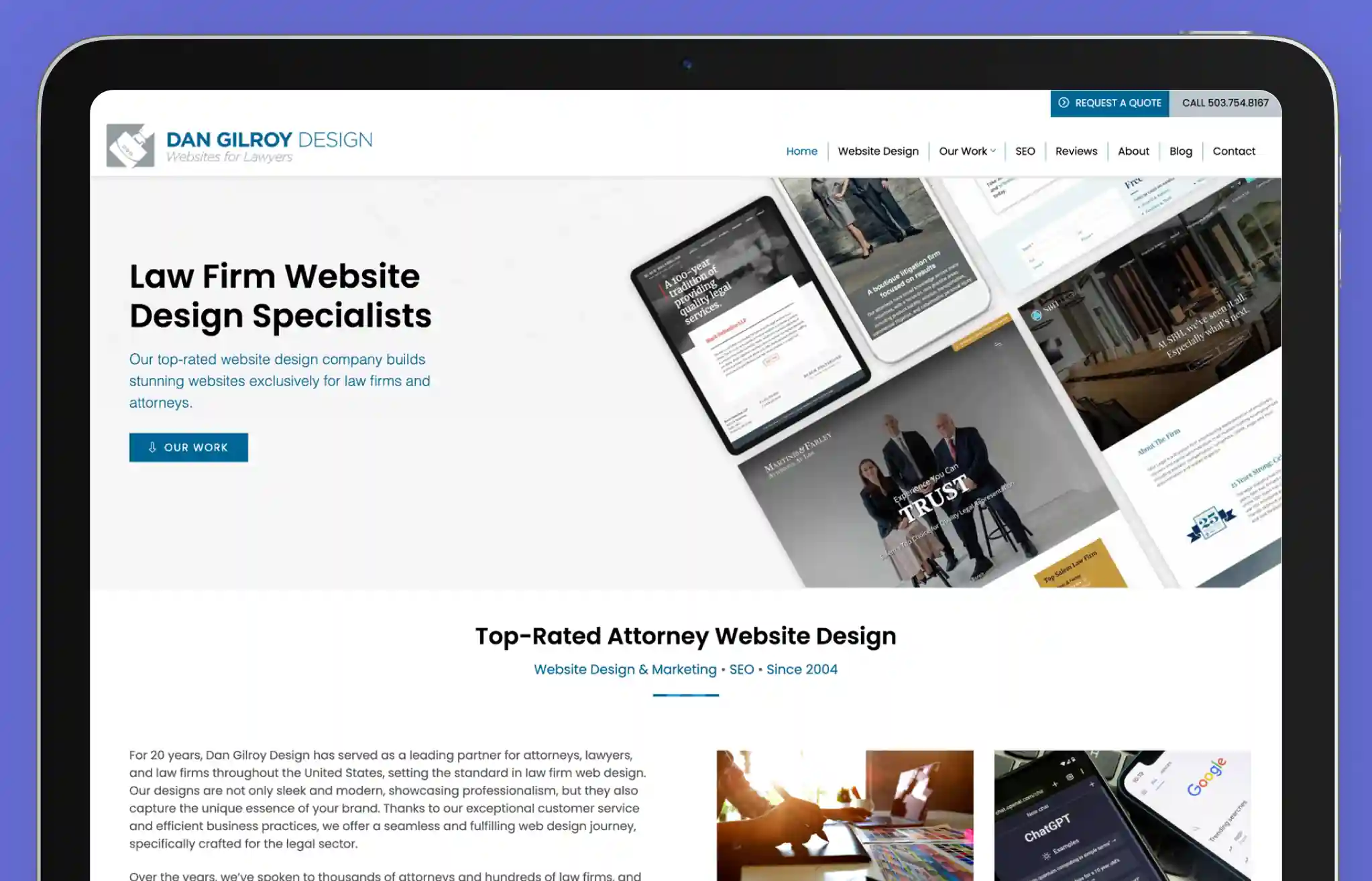 Screenshot of Dan Gilroy Design Website  