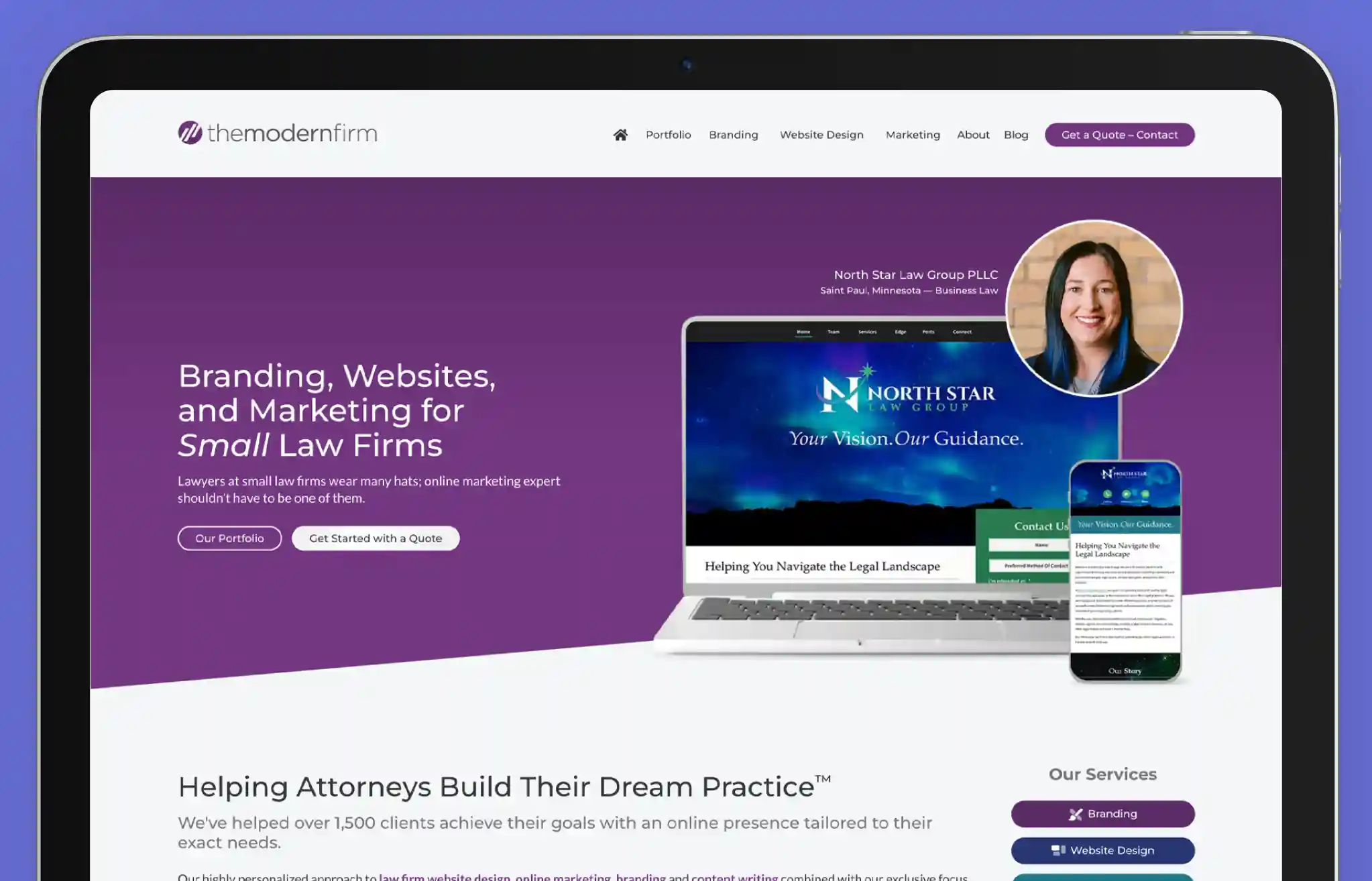 Homepage Of The Modern Firm Website - Law Firm Website Design And Development Agency