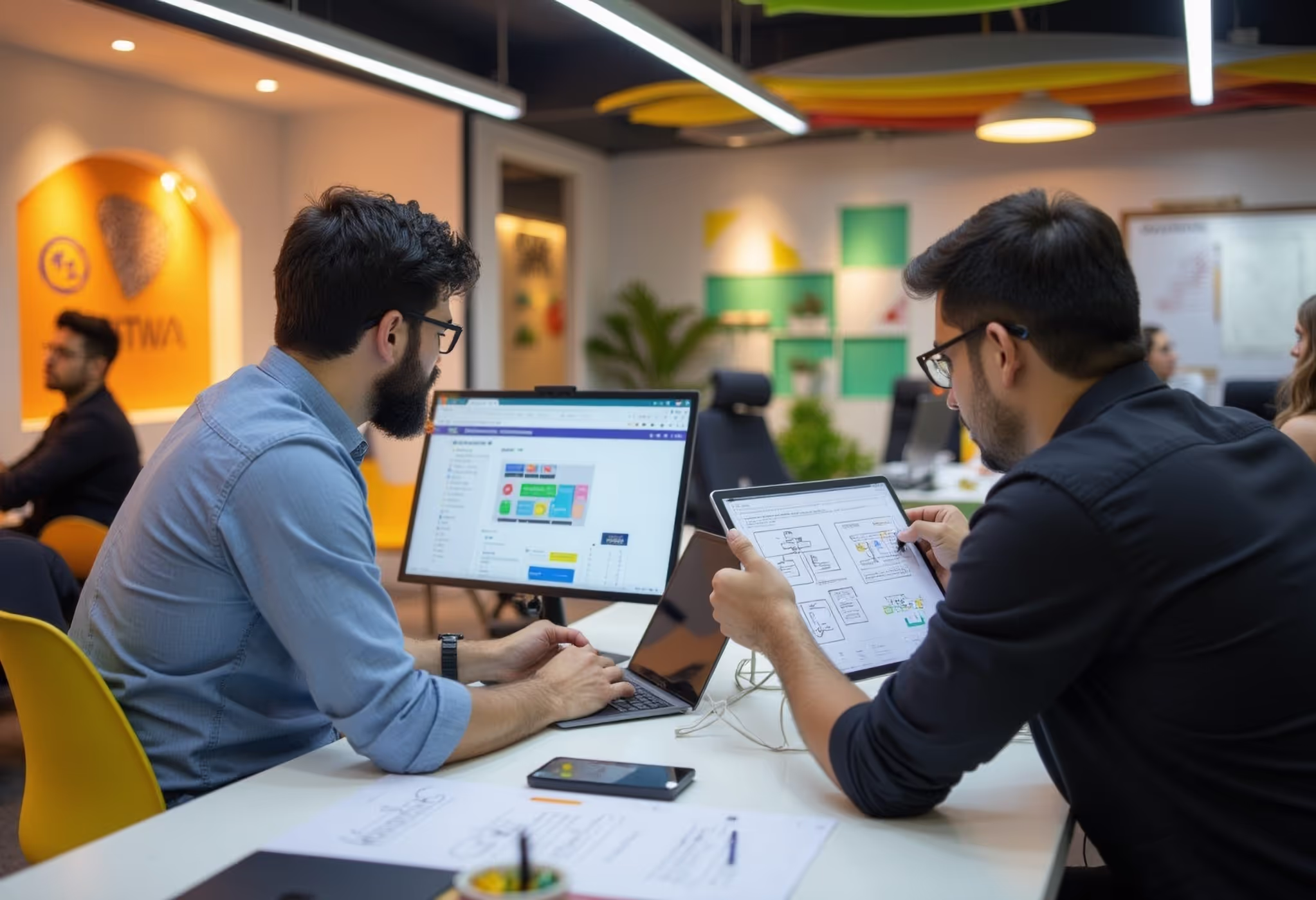 UI/UX designer sketching navigational elements, input controls, informational components, and containers for a website or app interface, demonstrating the key aspects of user interface (UI) design.