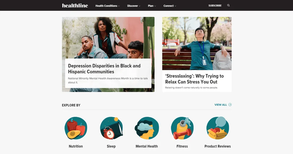 healthline blog page example