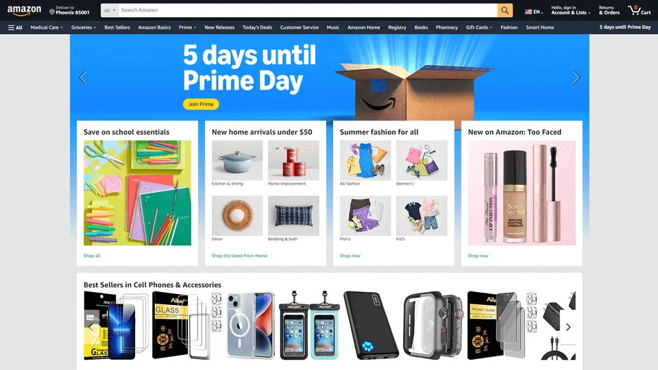 ecommerce website example - amazon.com