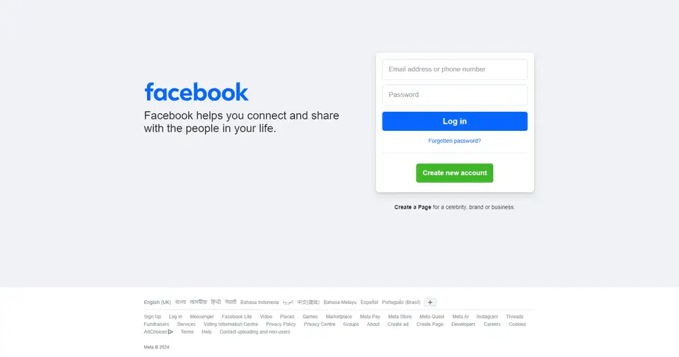 social media website example - facebook.com