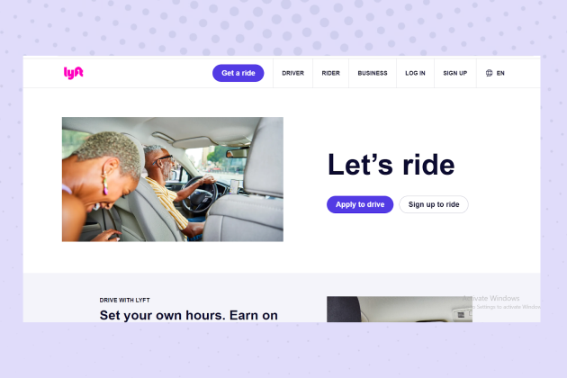 Lyft - top navigation bar examples