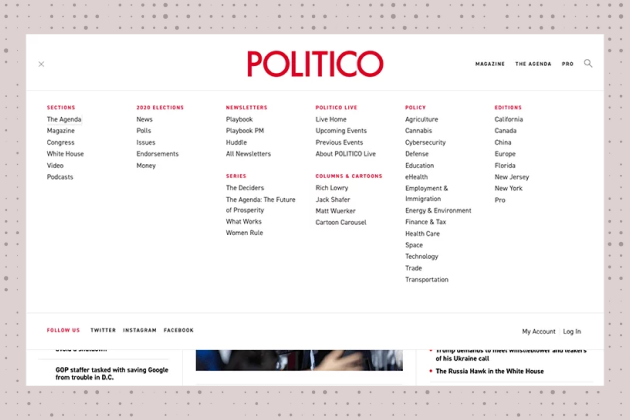 Politico - modern website navigation bar design