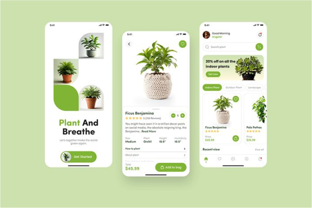 Plant Shop App Wireframes