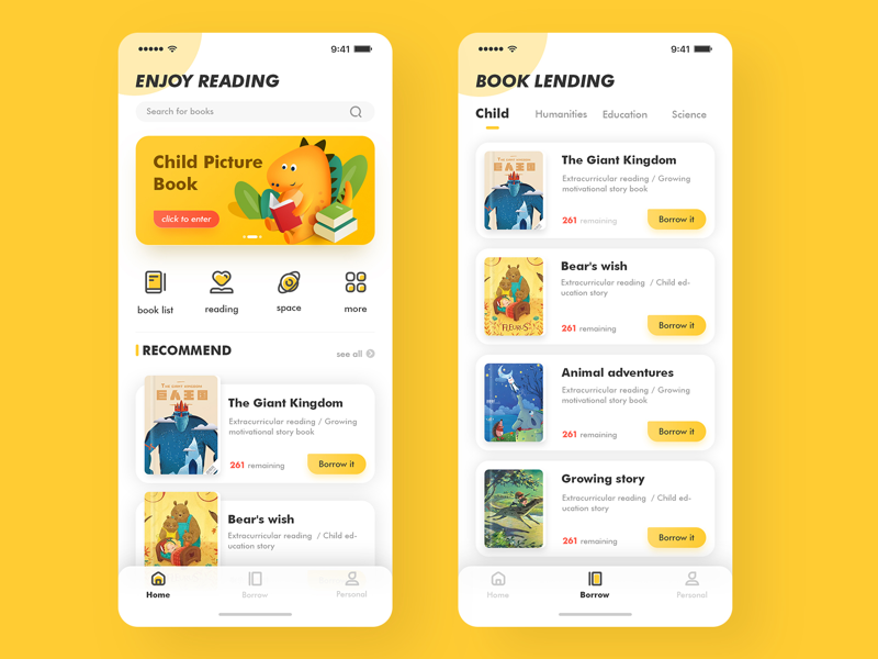 Children’s Reading App Wireframe