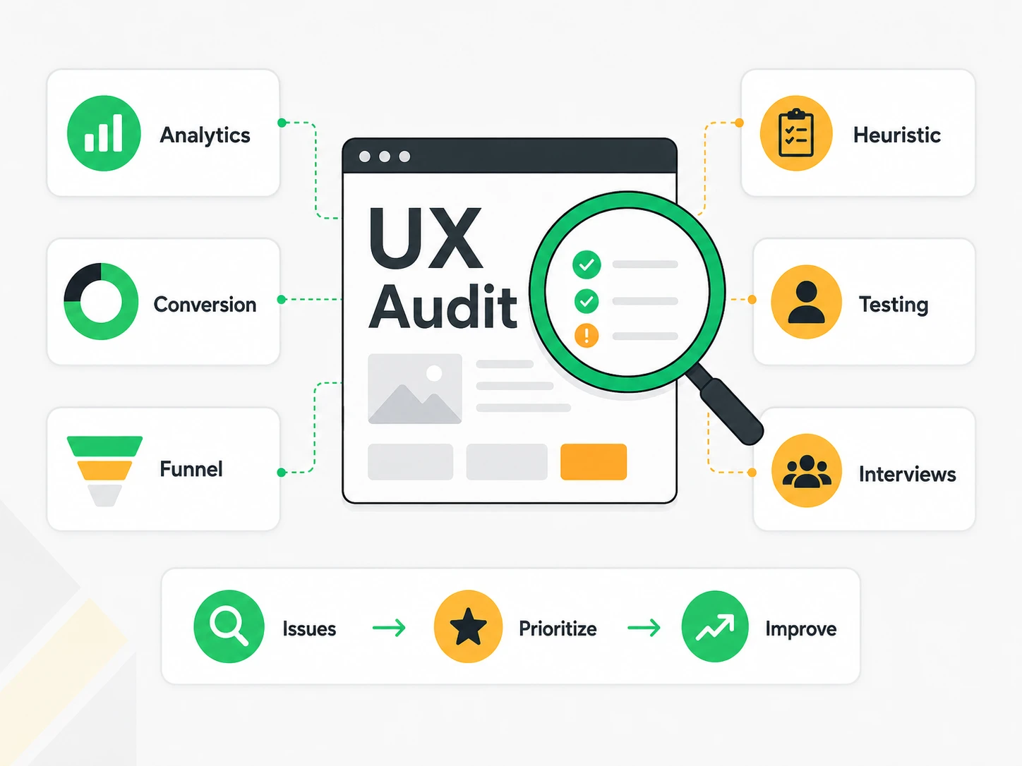 ux audit process overview graphic
