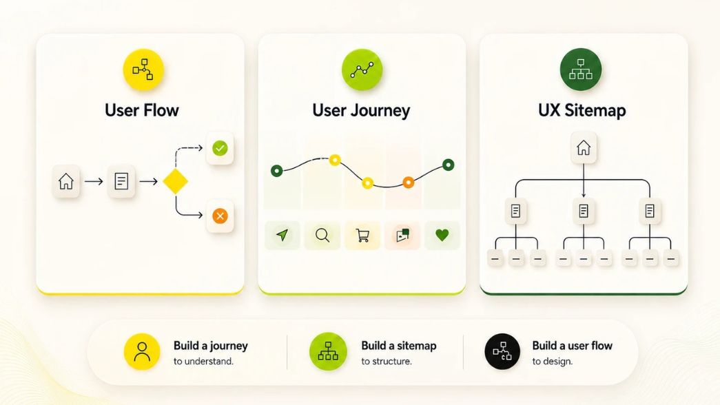 user flow vs user journey vs ux sitemap