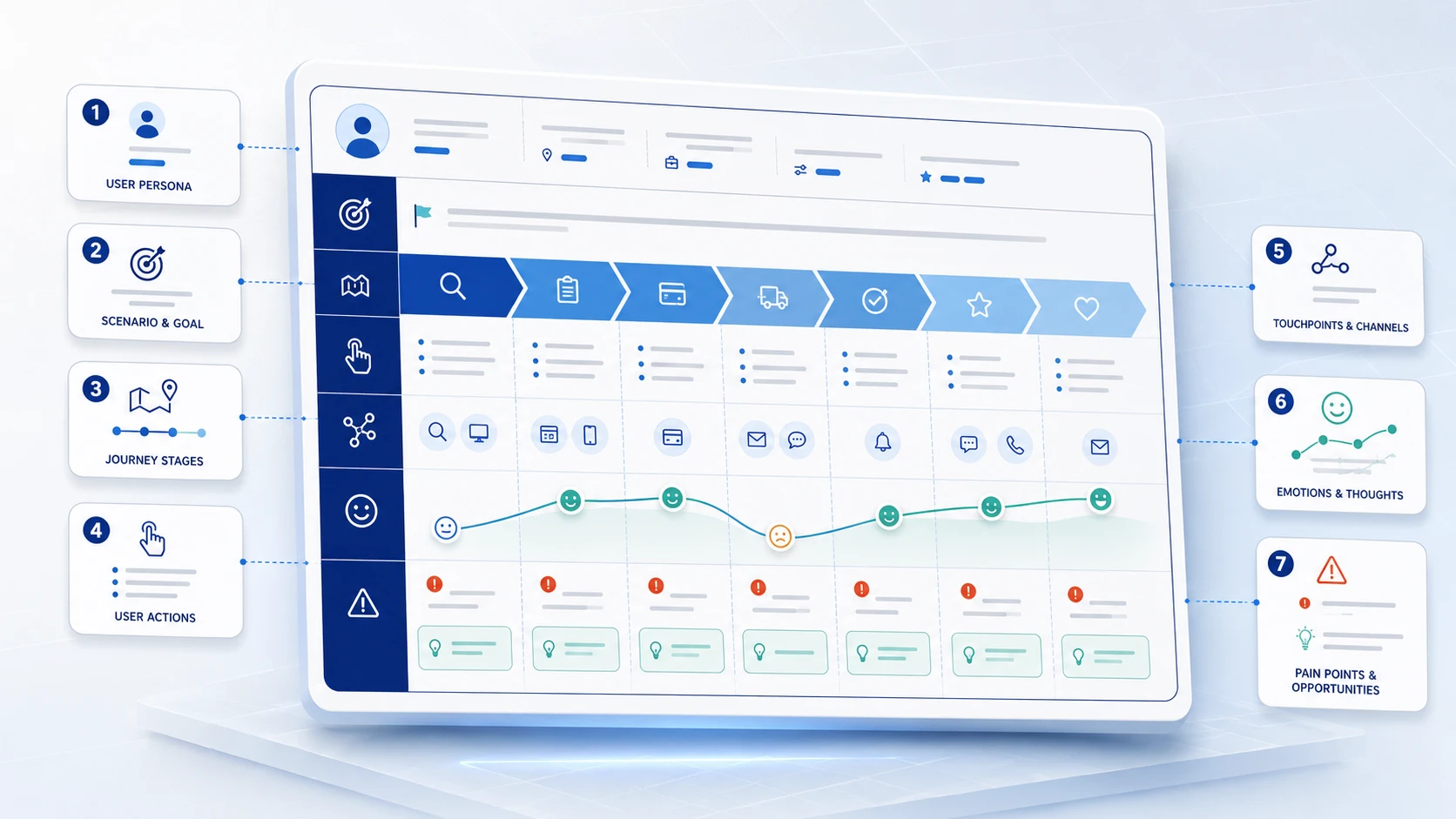 user journey map anatomy elements labeled