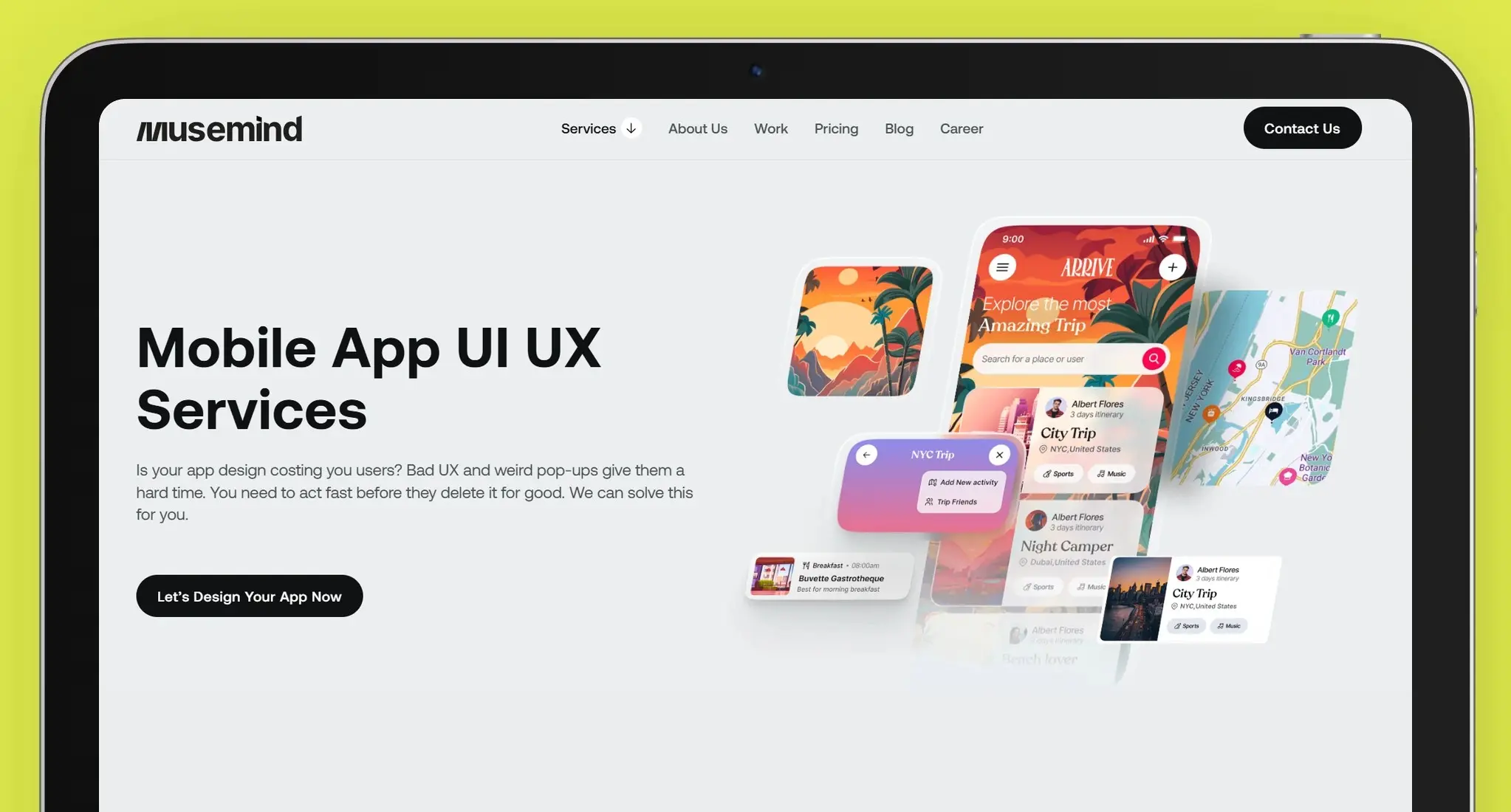 musemind mobile app design