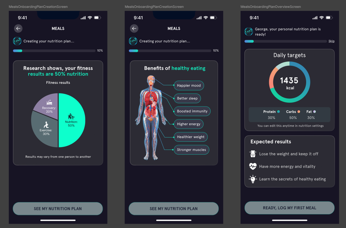 Trainmate AI fitness app Interface