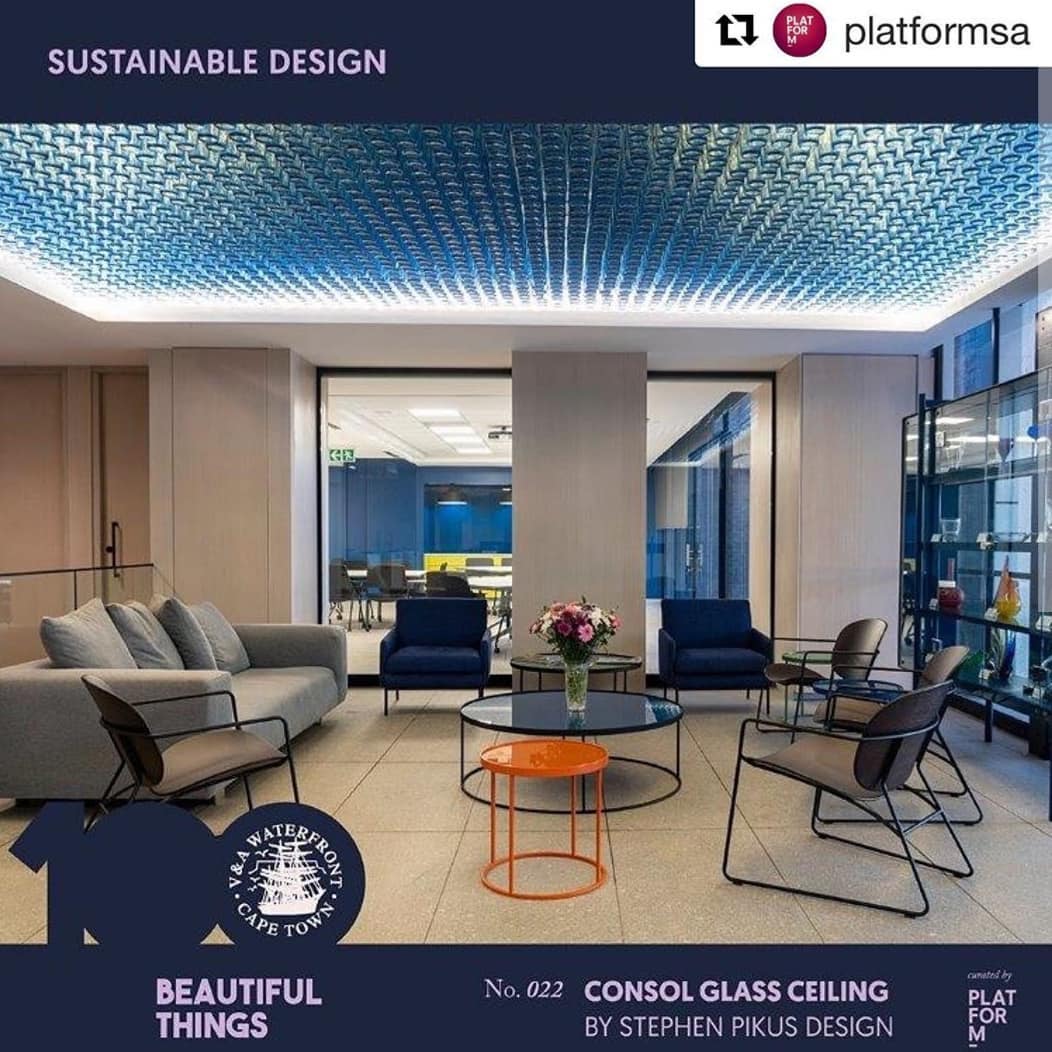 A glass ceiling done with bottle at Consol glassl