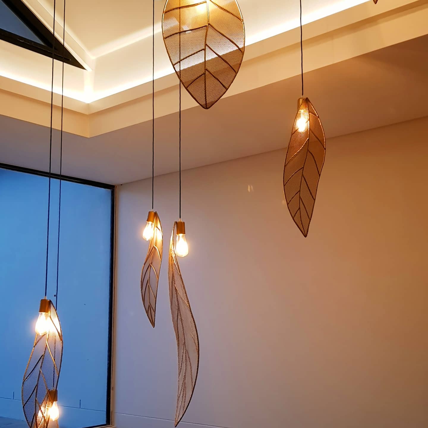 Brass Leaf Lights in a star case