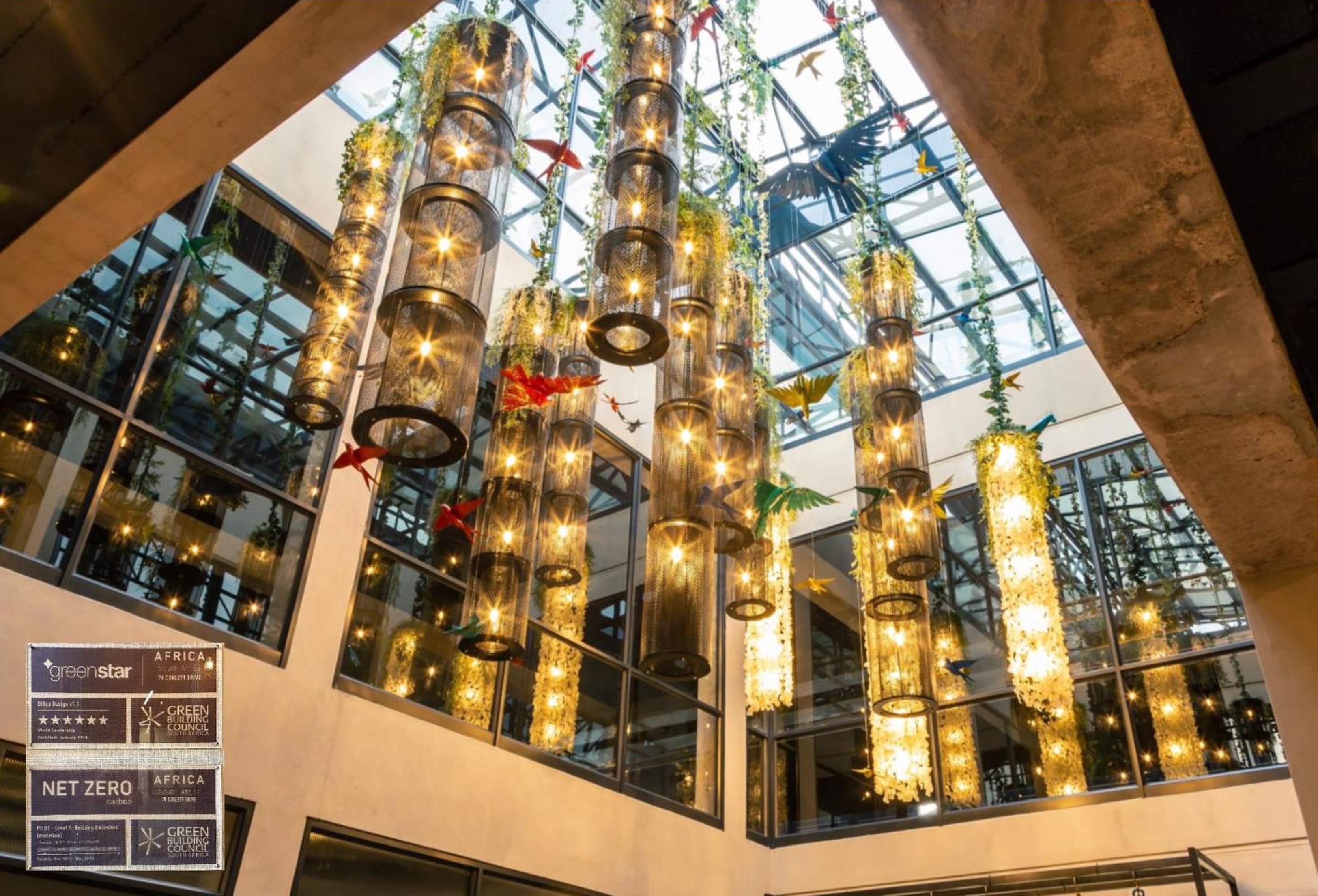 The first african 5 star energy rating building.  Recycled and upcycled installation at Legaro Head Office